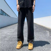 Threebooy Korean Fashion Black Baggy Flared Jeans Y2K Pants Men Clothing Straight New Casual Women Long Trousers Pantaloni Uomo